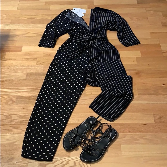 🖤BERSHKA (ZARA) Jumpsuit Polka dot Stripes NWT 📍FIRM📍 - Picture 12 of 16